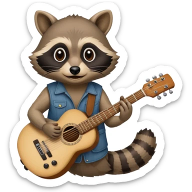 crazy Raccon with guitar sticker