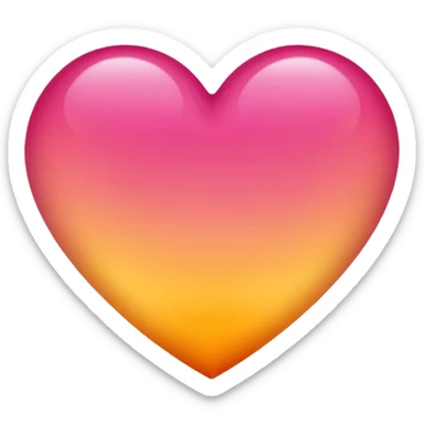 Yellow to orange to dark pink gradient heart sticker