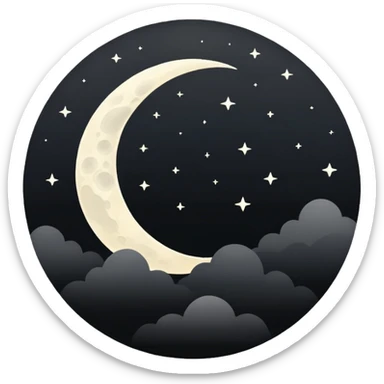  white moon in black sky sticker