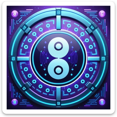 制造几张八卦图 要有时髦感 现代感 科技感 抛开传统感觉"Quantum tech BaGua diagram, yin-yang as flowing particles in neon blue and violet, surrounded by glowing hexagrams in cyberpunk style, holographic interface background with binary code floating, ultra-detailed 8K render --ar 16:9 --v 6" sticker