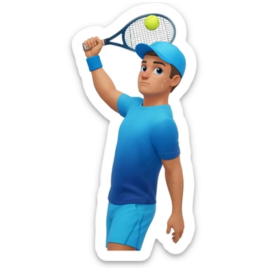 Male playing padel with blue hat and sweatband sticker