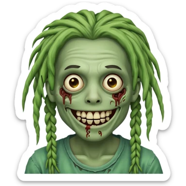 zombie with dreads with braces smiling  sticker