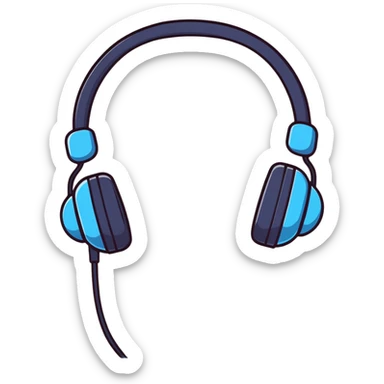Cute black headphones with small blue lights and a happy face sticker