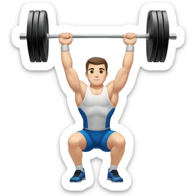 Emblem representing weightlifting, featuring a powerful lifter holding a barbell overhead, with weights clearly visible. The design focuses on strength and technique, symbolizing the discipline and precision of heavy lifting. sticker