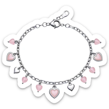 Dainty silver and light pink charm bracelet  sticker