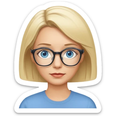white woman blue eyes glasses middle aged blonde bob sticker