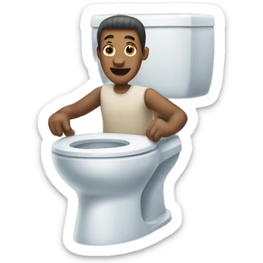 A skibidi toilet man with hooves and shark legs sticker