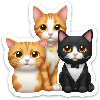 Two cats A Black tuxedo cat and an orange tabby cat sticker