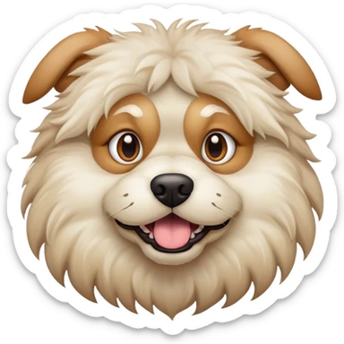 Very ugly  crazy fluffy dog light tan colored sticker