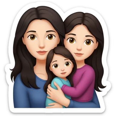 Woman in long dark hair holding her only daughter  sticker