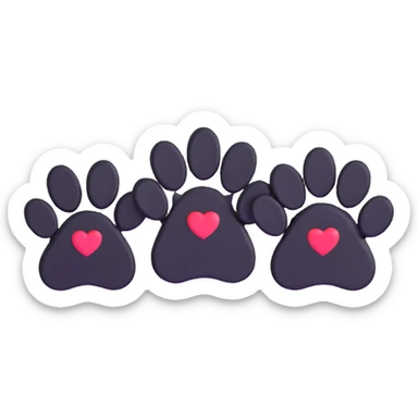 two black puppy paws with a black heart around them sticker