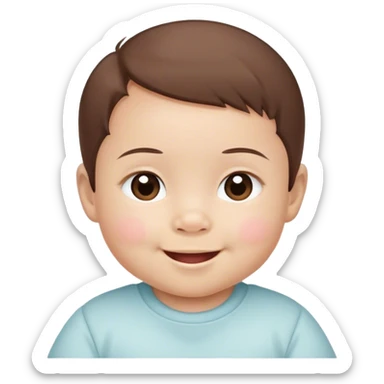 mixed asian and Caucasian baby, rosy cheeks with small combed brown hair, smiling  sticker