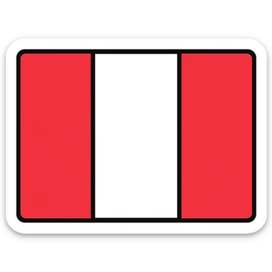 Peruvian flag with three vertical stripes, red on sides, white in center, no coat of arms, no text sticker