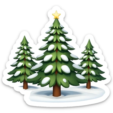 Christmas tree with white lights in nature and snow on top sticker