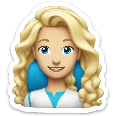 blonde girl smiling in car blue eyes sticker