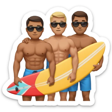 two men forward after the same big then muscular man sticker