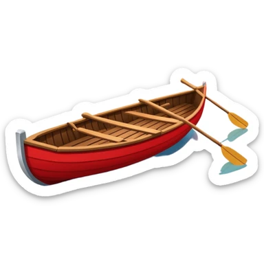 Rowing boat on sunset with pontoon in the background sticker