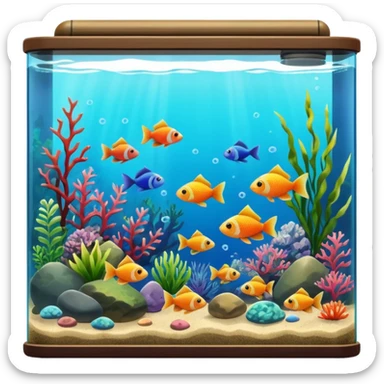 A big bulky long rectangular fish tank with lots of aquatic life in it  sticker