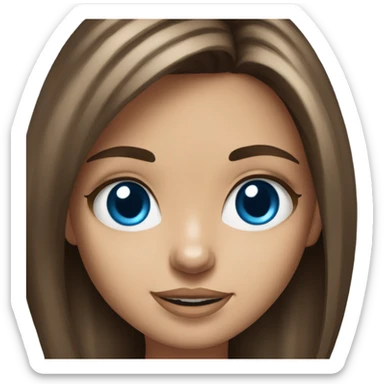 Realistic brunette girl with bright blue eyes holding Yorkshire terrier  sticker