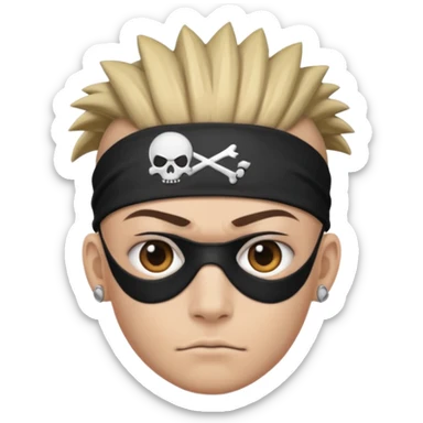 extreme mohawk person face headband eye patch sticker