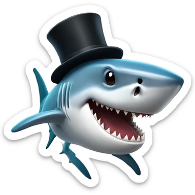 Shark with a top hat sticker