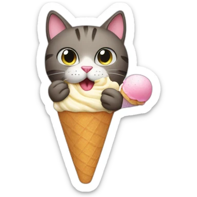 a cat eating an ice cream sticker