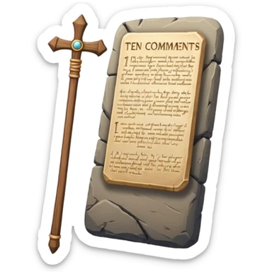 Ten commandments tablets and staff sticker