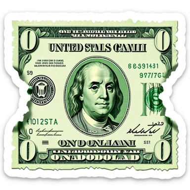 Ripped dollar bill sticker