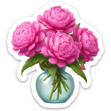 Realistic Bright pink pions in vase sticker