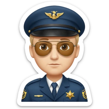 Officer with peaked cap + aviator sticker
