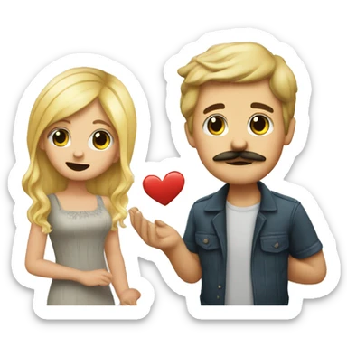 Realistic boy with mustache proposing to blonde girl sticker