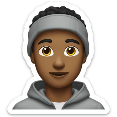 A young hood guy in a gray nike tech fleece sticker