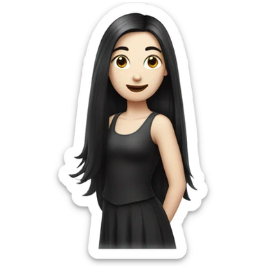 Pale girl with long black hair celebrating  sticker