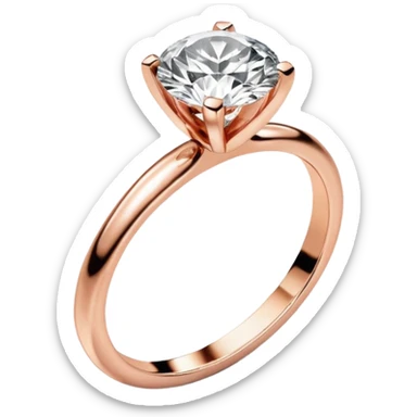 Rose gold engagement ring with round diamond sticker