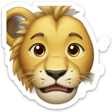 The lion cub is crying, tears in his eyes. sticker