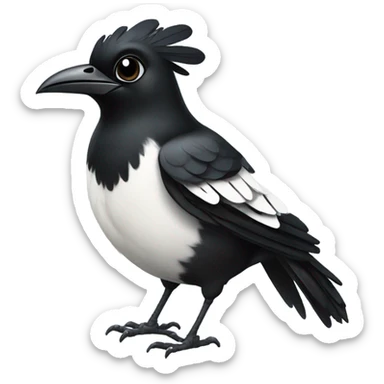 Happy magpie with black hearts  sticker