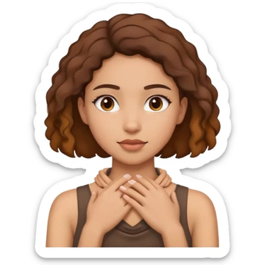 Mixed girl with hands around neck sticker