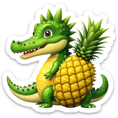 Cute crocodile eating a pineapple sticker