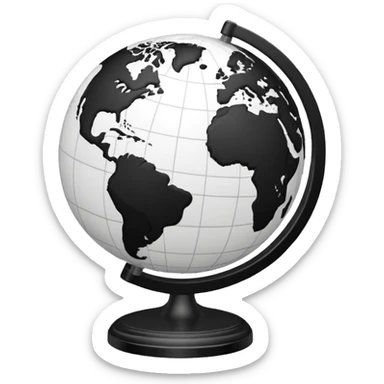 Black and white line work globe sticker
