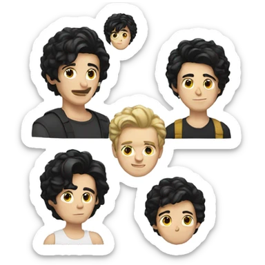 young white men with black hair, a photographist sticker