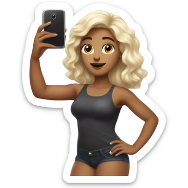 Ruso hairy girl photographing on phone sticker