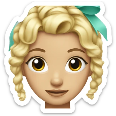 Blonde girl with tiffany bow in her hair sticker