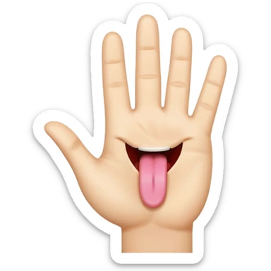 tongue out with top of hand facing out going in an outward direction  sticker