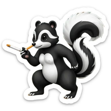 skunk smoking a cigarette chasing a bear sticker