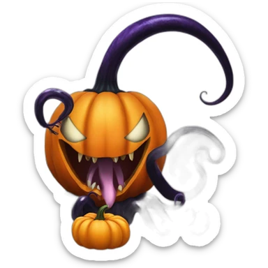 symbiote venom pumpkin with long tongue and goo tentacles sticker
