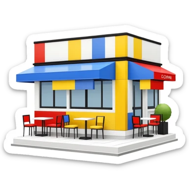  mondrian style paris cafe sticker