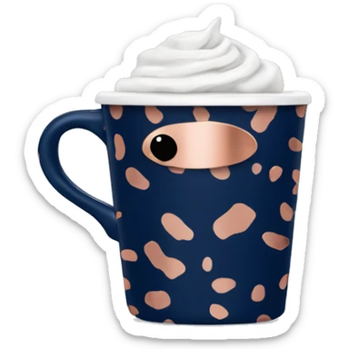 Realistic navy blue coffee cup with rose gold leopard print on it. sticker