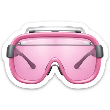 pink laboratory safety glasses, wraparound design with pink-tinted lenses, scientific eyewear sticker