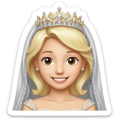blonde bride silver diamond tiara and veil sticker
