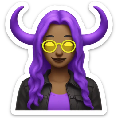 neon purple horns and neon yellow halo sticker